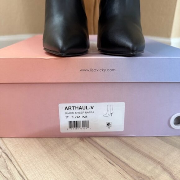 Lisa Vicky Black Arthaul-V Leather Above Ankle Boots NWT - Picture 4 of 6